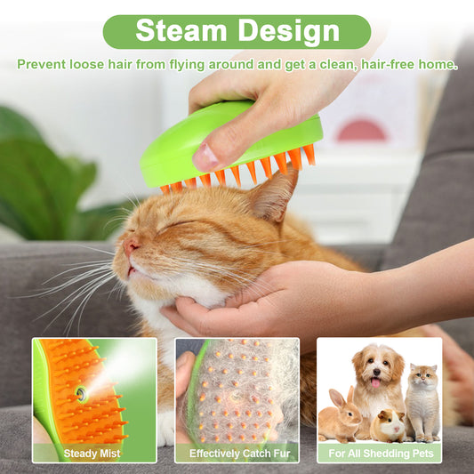 3-in-1 Cat Steam Grooming Brush